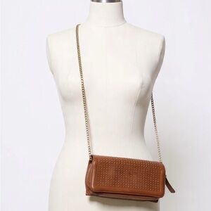 Madison West Tan Studded Crossbody Bag